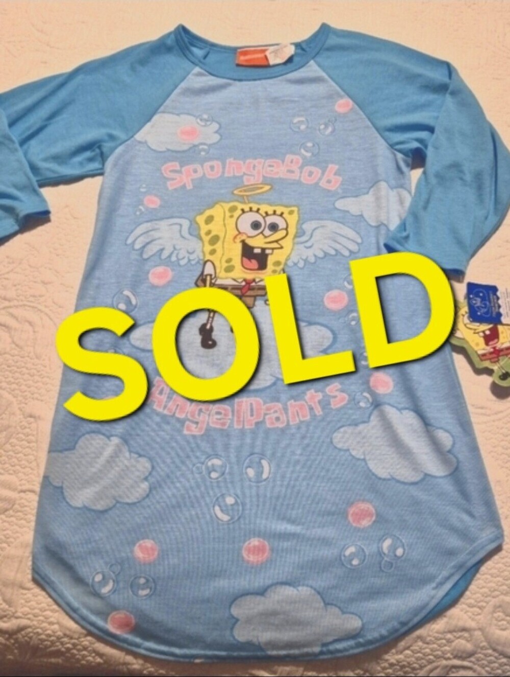 Spongebob Squarepants girls size Medium (8-10) 2 tone blue nightgown NEW